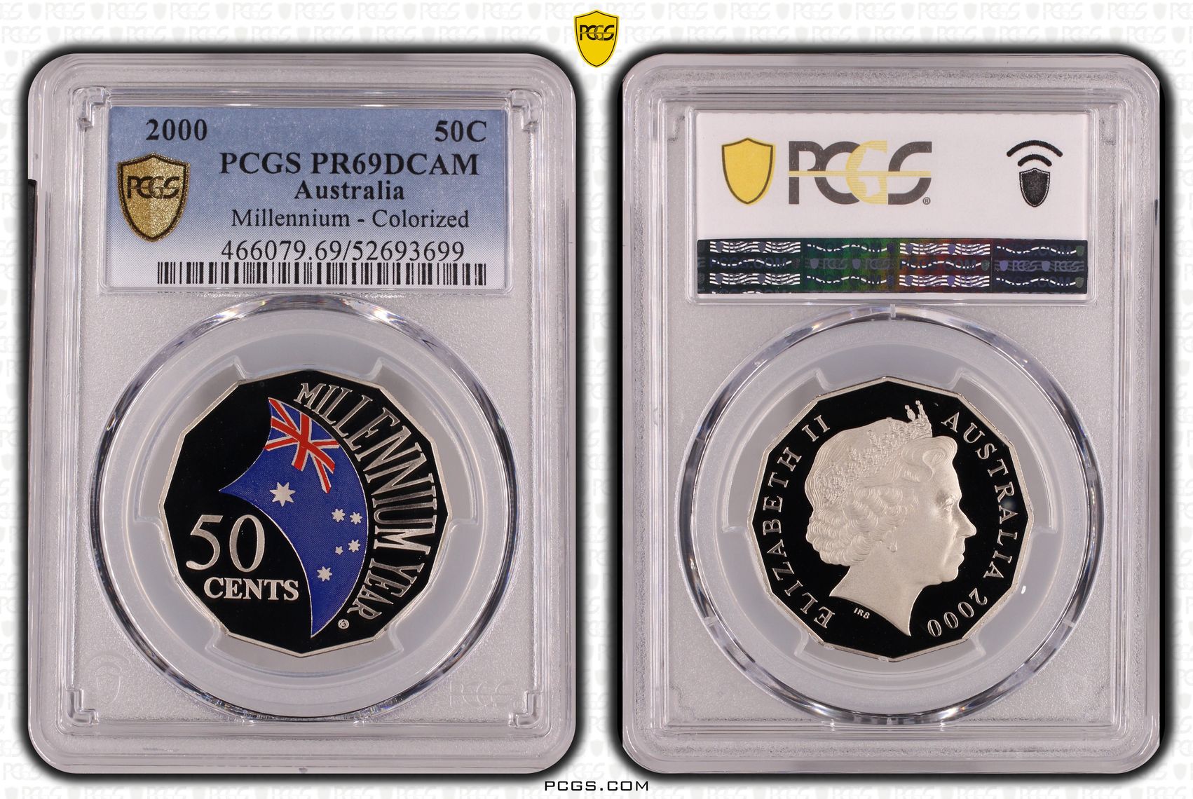 Millennium - Colourised, Fifty Cent, 2000, PCGS PR69DCAM