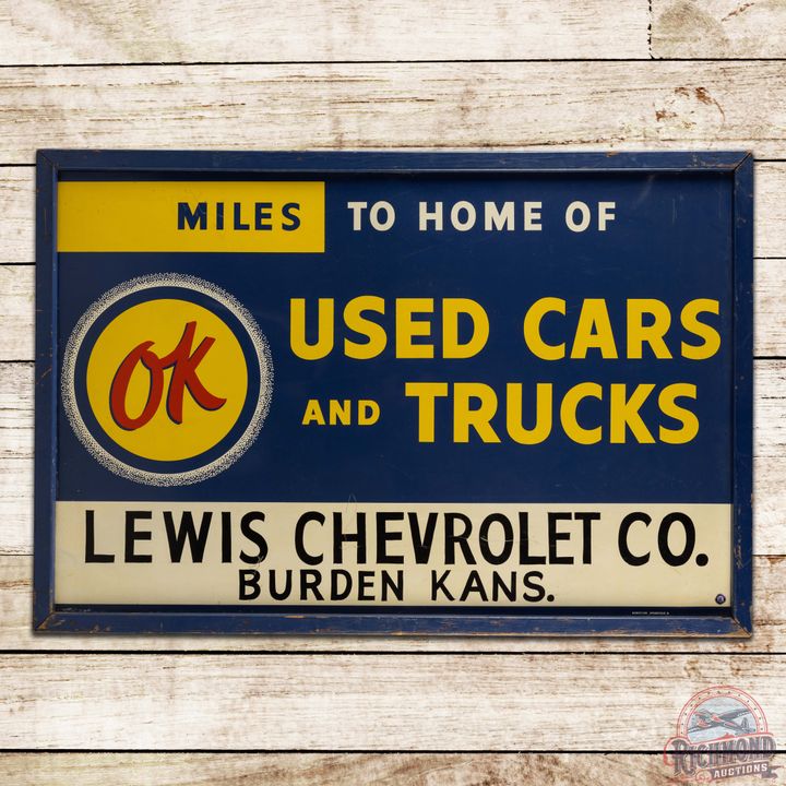 Chevrolet OK Used Cars & Trucks 5' Single Sided Tin Sign w/ Logo