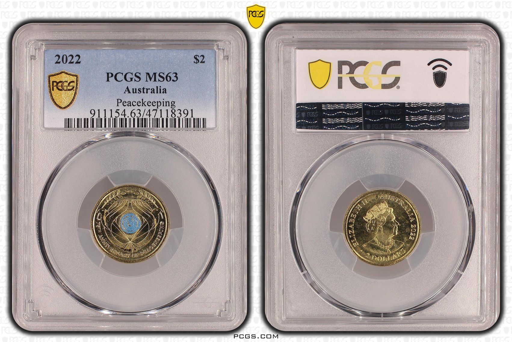 Elizabeth II, Peacekeeping - Colorized, Two Dollar, 2022, PCGS MS63