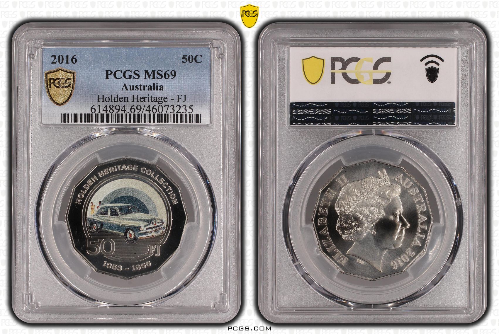 2016 Australia Fifty Cent, 50c Holden Heritage - FJ PCGS - MS69 POP 21/0 -235