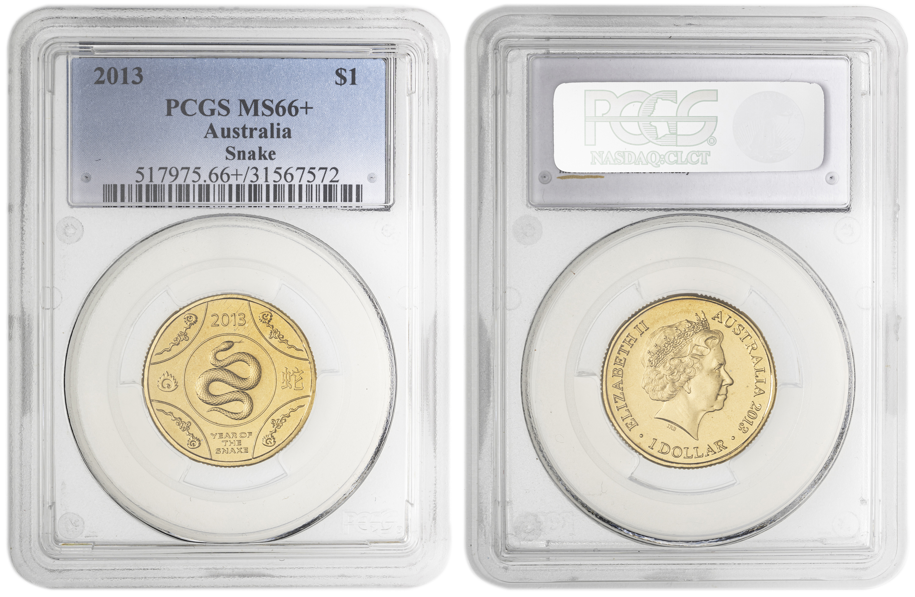 Year of the Snake , One Dollar, 2013, PCGS MS66+
