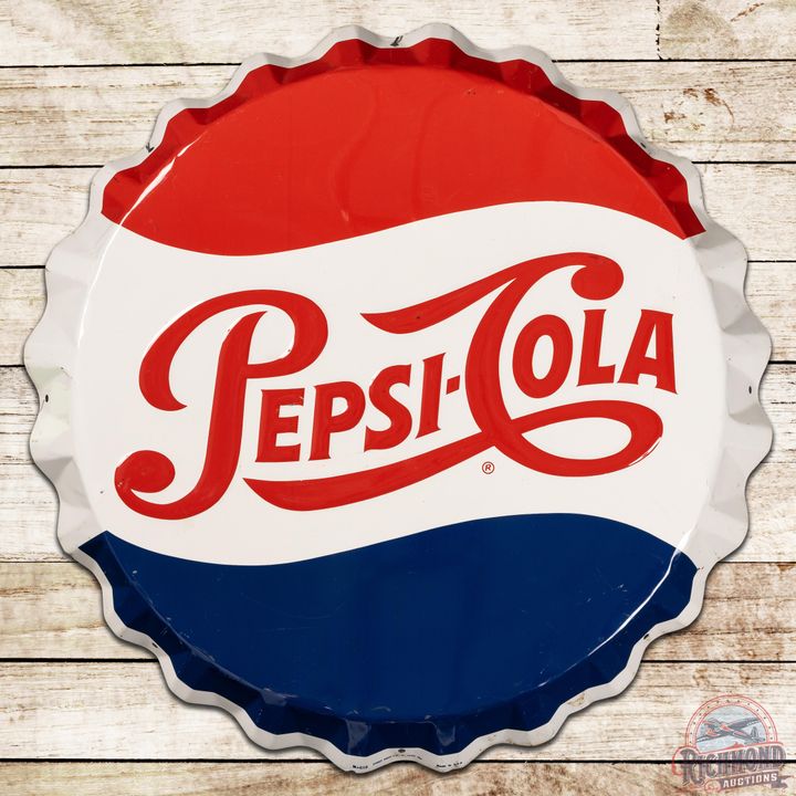 28" Pepsi Cola Embossed SST Bottle Cap Sign - 8.75