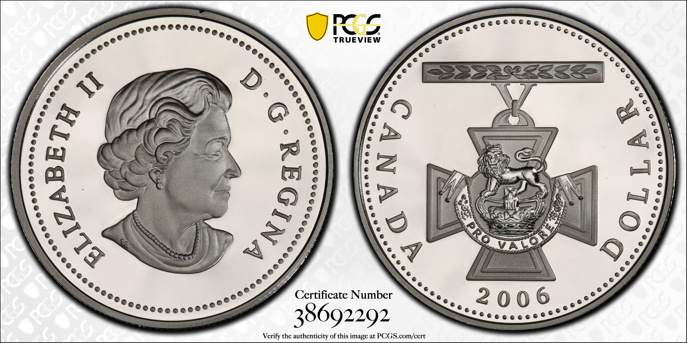 2006 Canada One Dollar, $1 Proof Victoria Cross PCGS - PR69DCAM -292