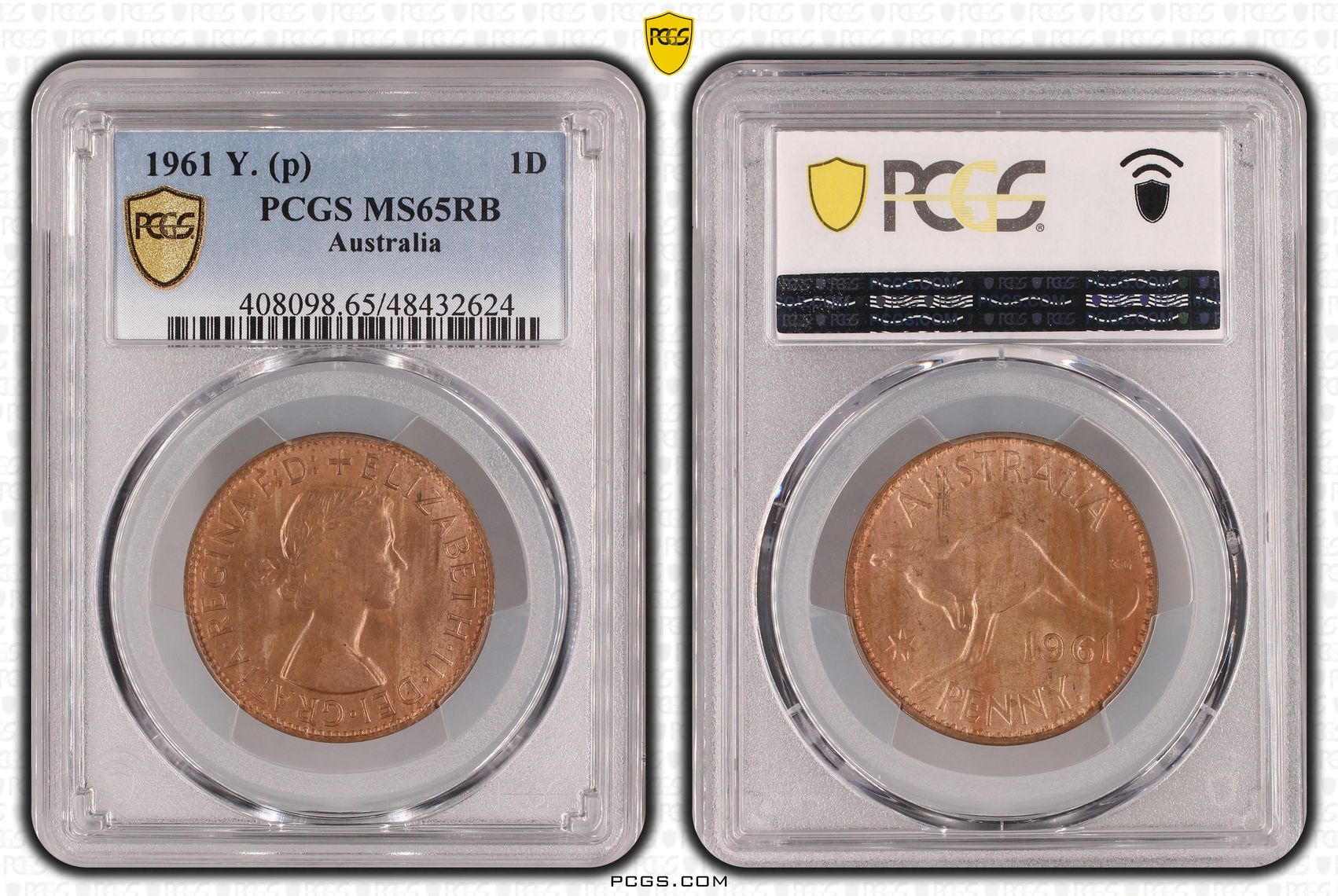 Elizabeth II, Penny, 1961-Y., PCGS MS65RB