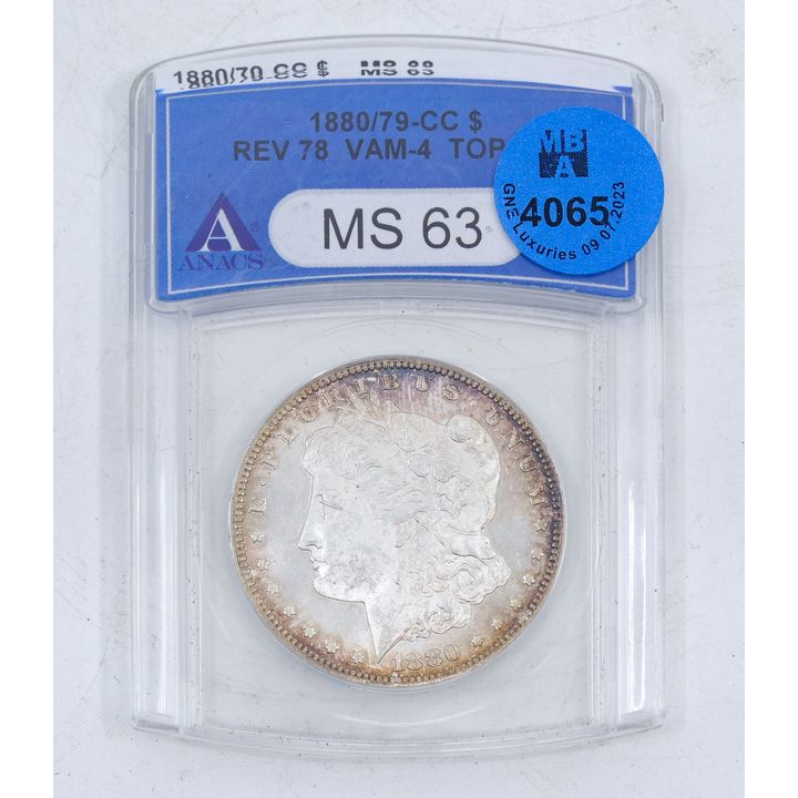 US 1880/79-CC Carson City Morgan Silver Dollar ANACS MS63