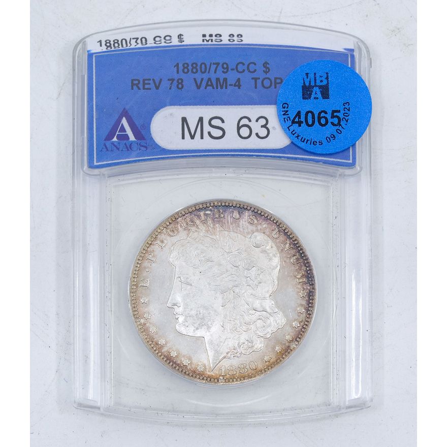 US 1880/79-CC Carson City Morgan Silver Dollar ANACS MS63