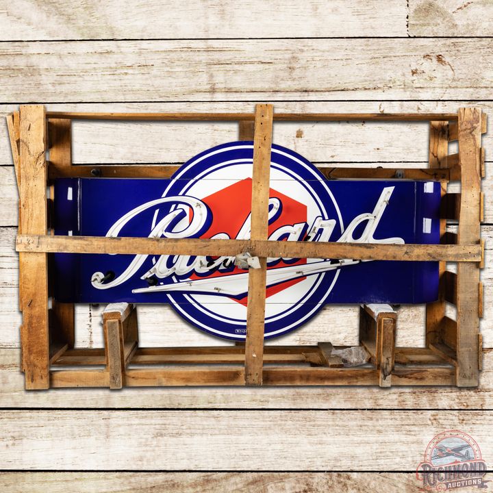 Amazing NOS Packard Single Sided Porcelain Neon Sign w/ Original Wooden Crate