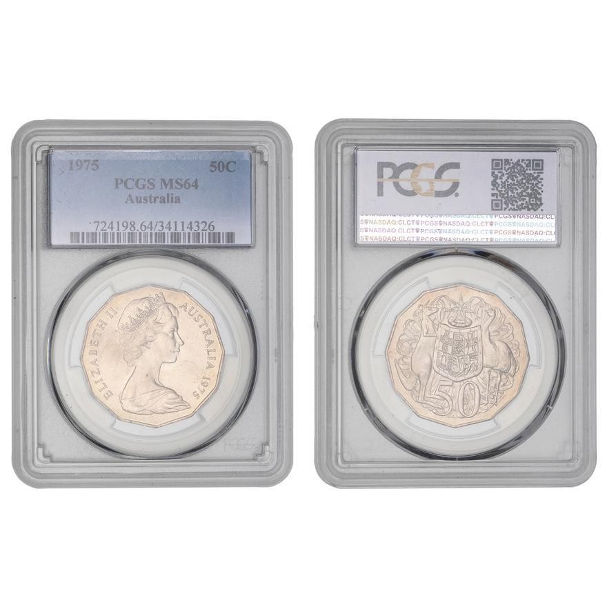 Elizabeth II, , Fifty Cent, 1975, PCGS MS64