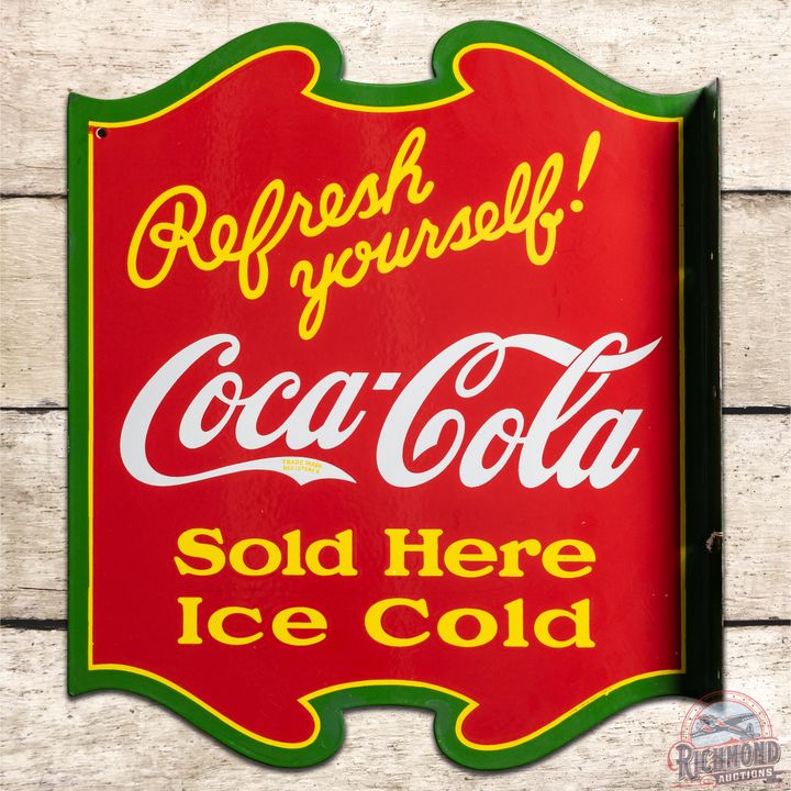 Refresh Yourself! Coca Cola Sold Here Ice Cold DSP Flange Sign - 9