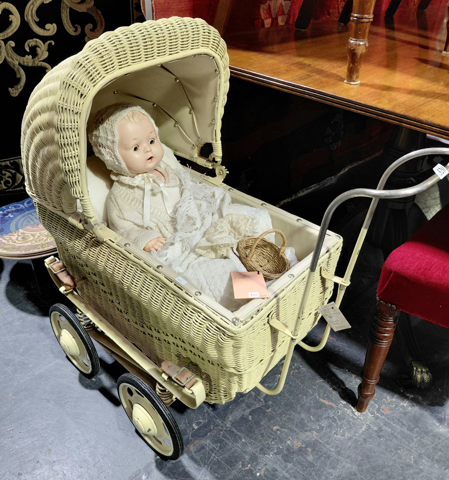 320 · VINTAGE DOLLS PRAM AND DOLL