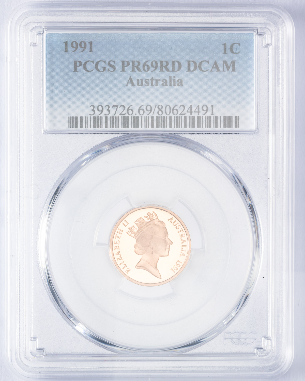 Elizabeth II, One Cent, 1991, PCGS PR69DCAM