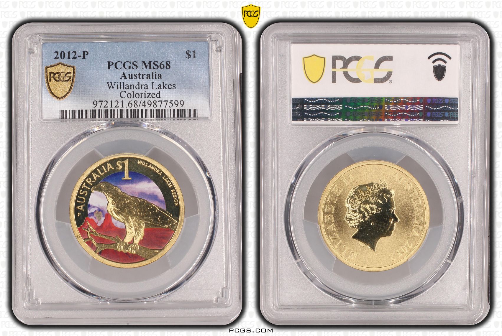 Willandra Lakes Colorized POP 1/0, One Dollar, 2012-P, PCGS MS68