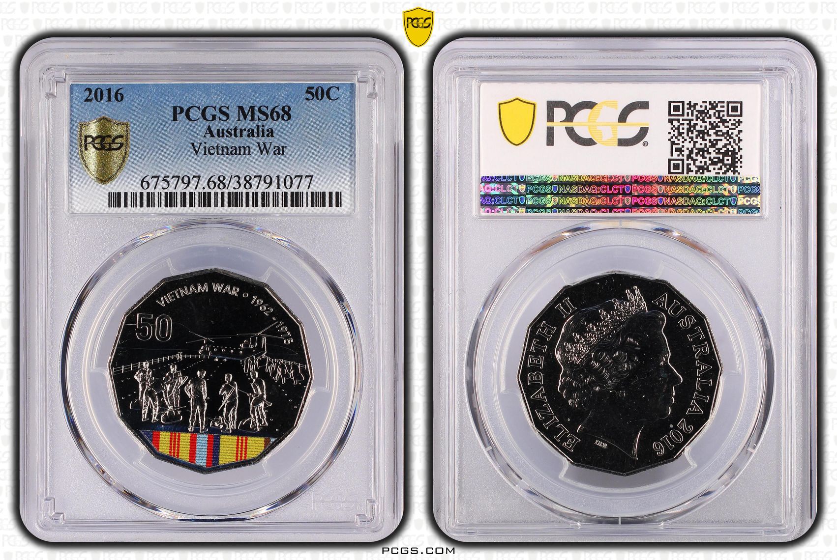2016 Australia Fifty Cent, 50c Vietnam War PCGS - MS68 -077