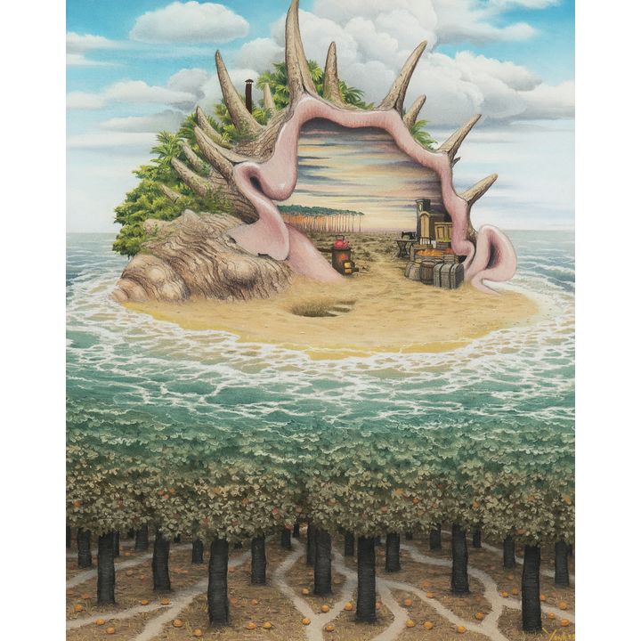 Jacek Yerka | Dwa światy i jeszcze jeden, 1999