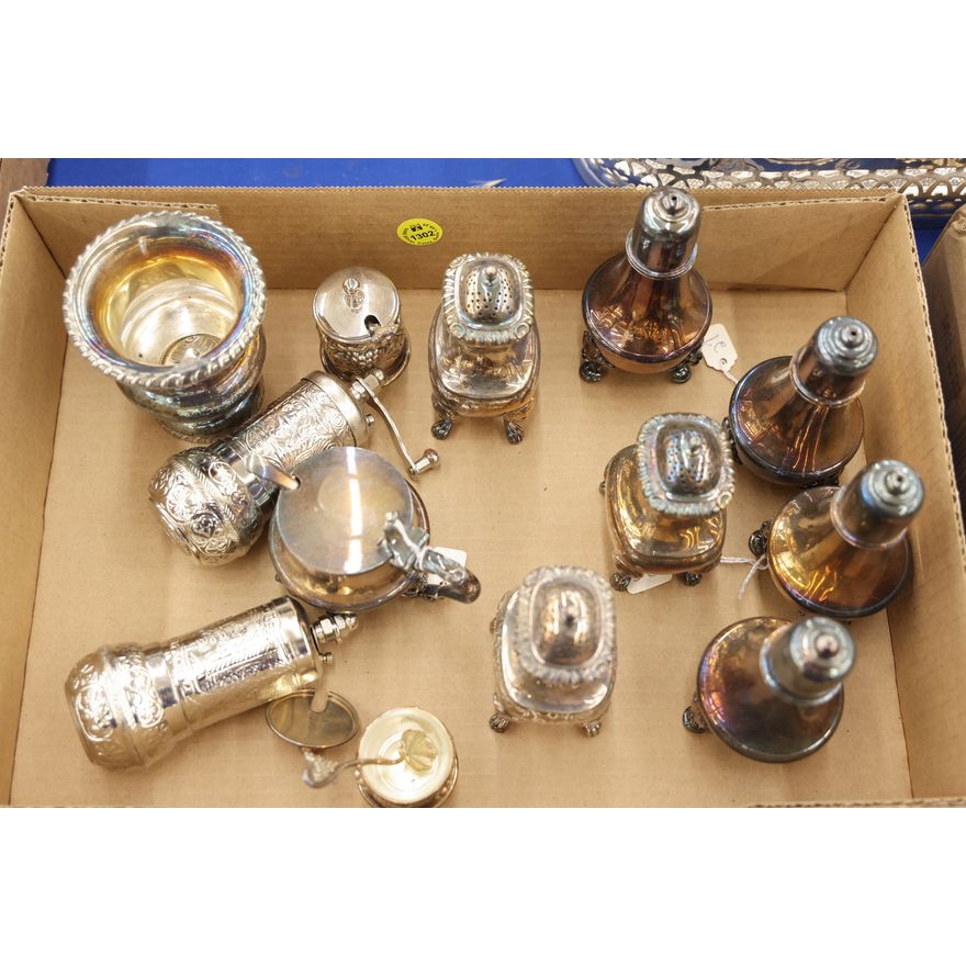 Box Sheffield Plated Shakers etc.