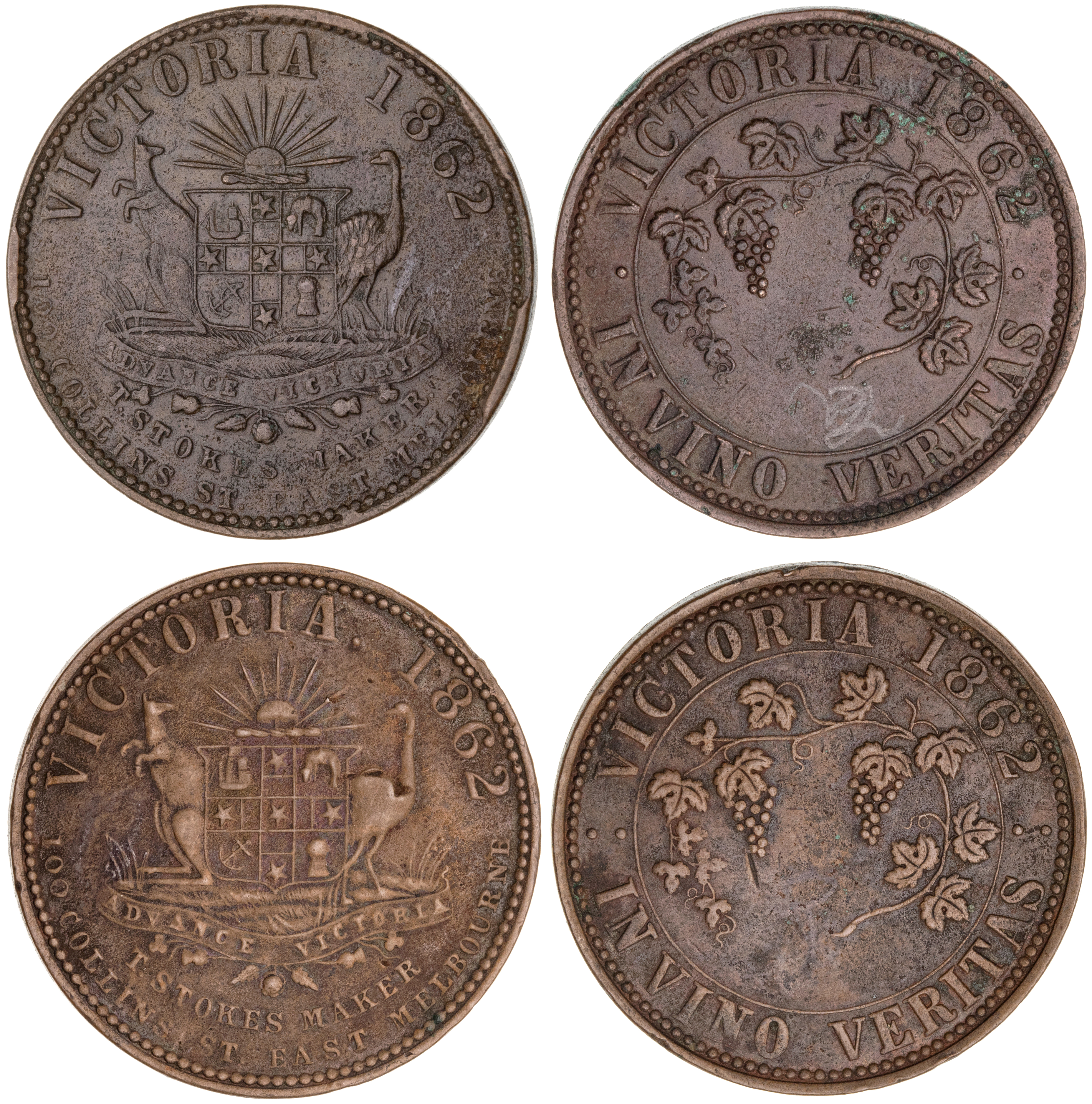 Melbourne, Victoria, Thomas Stokes, Penny, 1862, VF