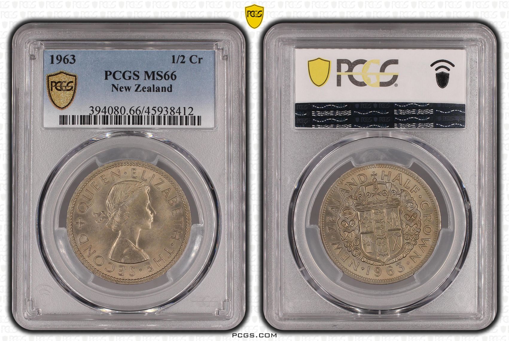1963 New Zealand 1/2 Crown PCGS - MS66 -412