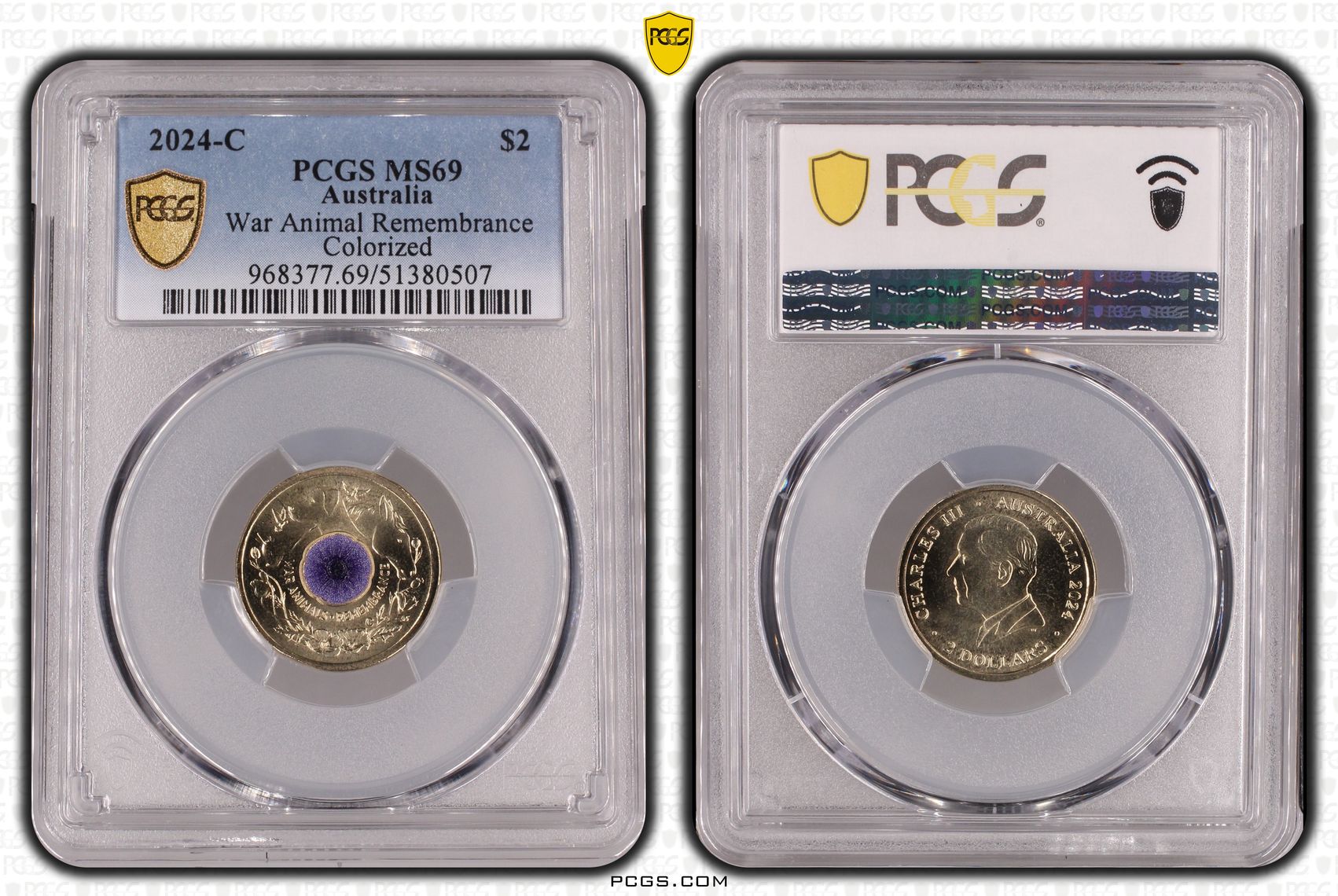 War Animal Remembrance Colorized, Two Dollar, 2024-C, PCGS MS69
