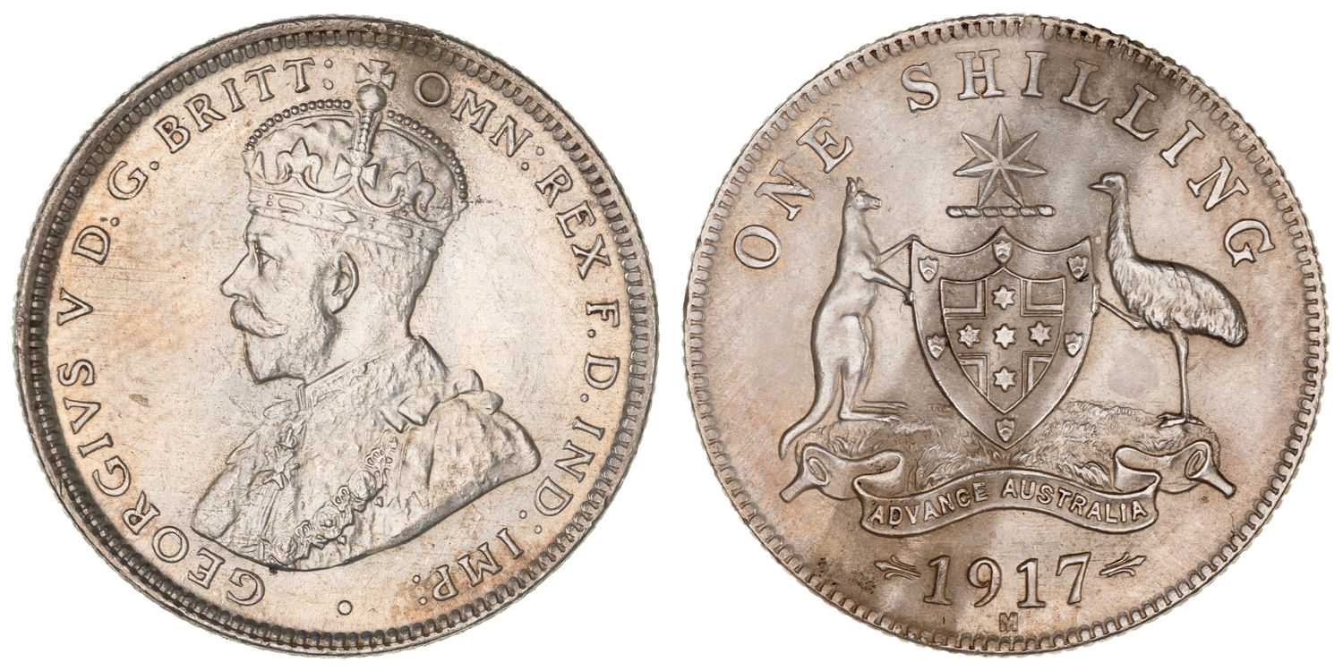George V, Shilling, 1917-M, UNC