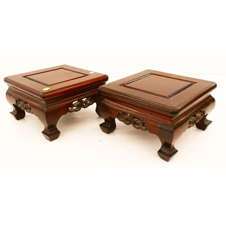 Pair Chinese Rosewood Square Stands- 6x10x10'' each