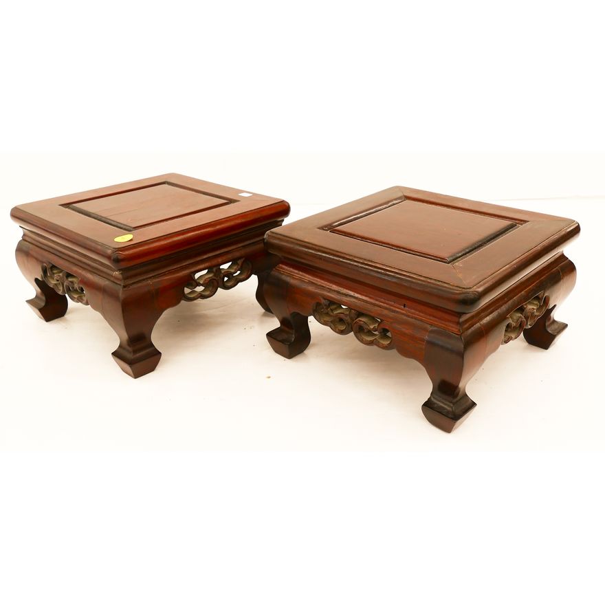 Pair Chinese Rosewood Square Stands- 6x10x10'' each