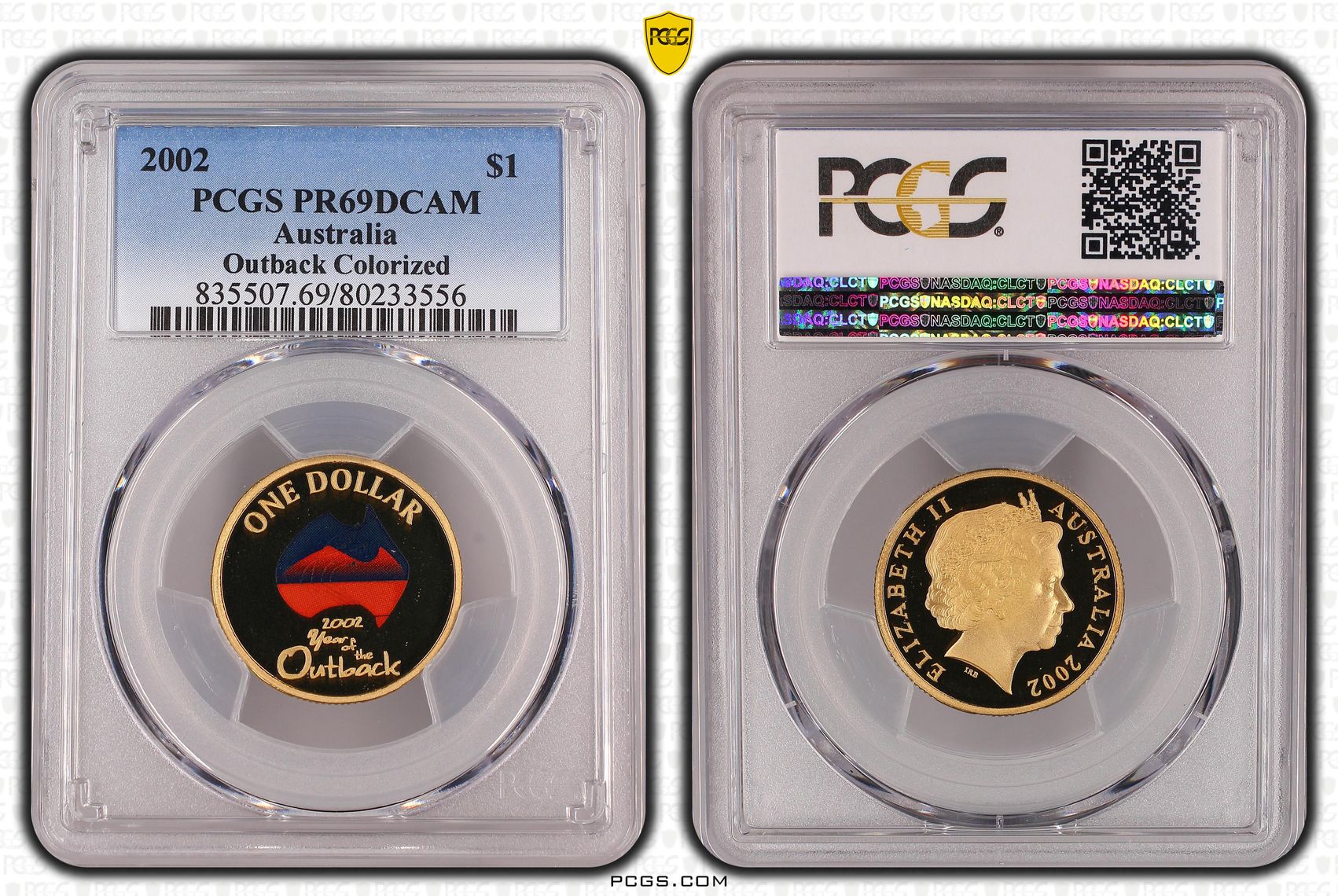 2002 Australia One Dollar, $1 Proof Outback Colorized PCGS - PR69DCAM -556