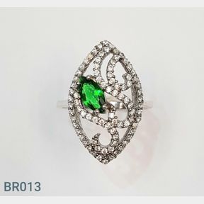 STERLING SILVER GREEN/WHITE COLOUR CZ RNG - 51543/163