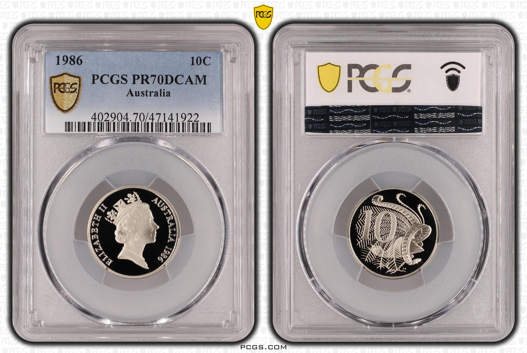 Elizabeth II, Ten Cent, 1986, PCGS PR70DCAM