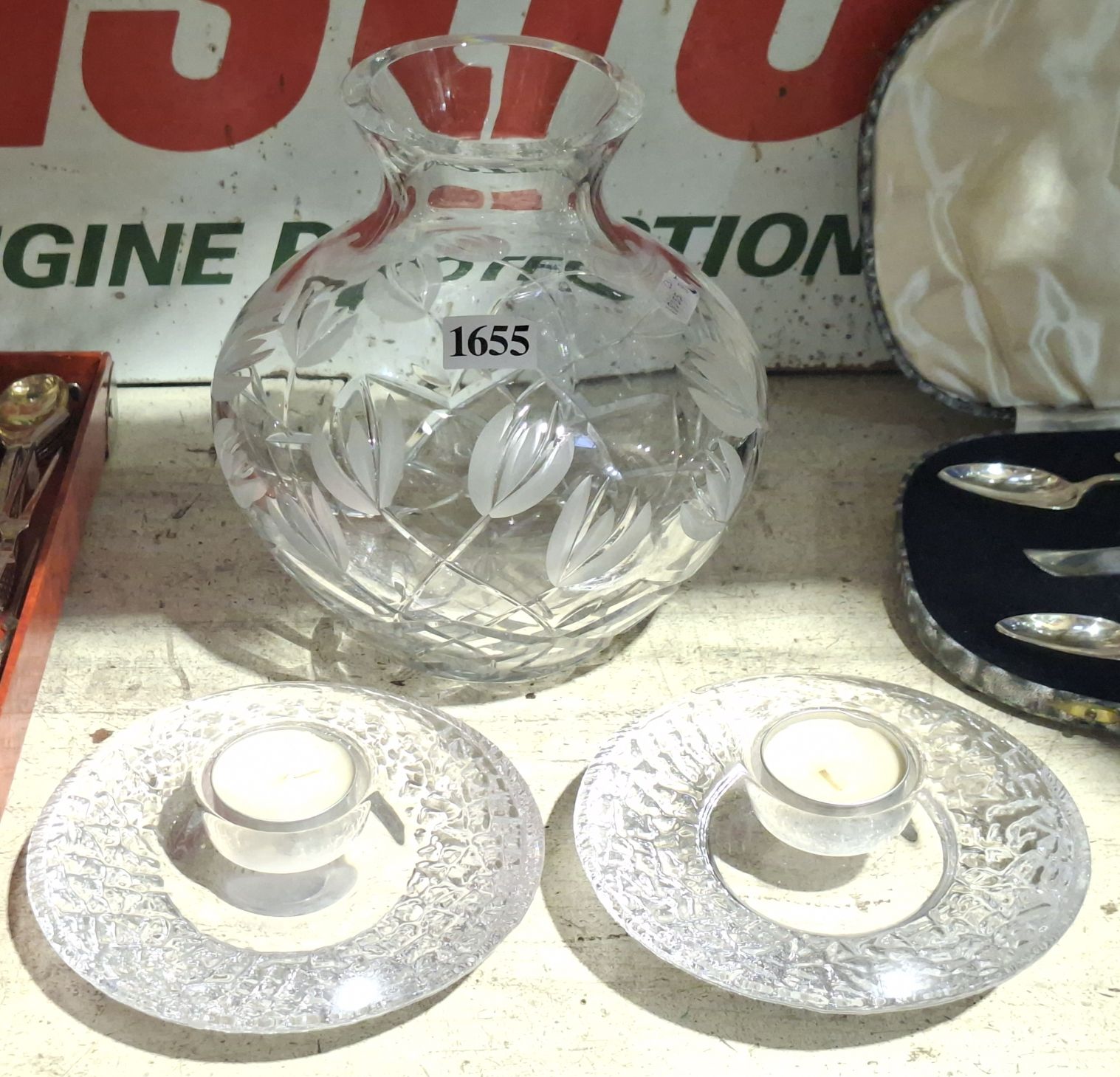Crystal Vase And Candle Holders