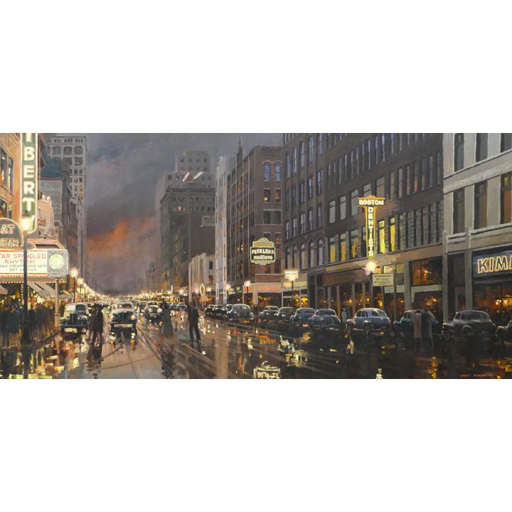 Carl Funseth ''Main Street, Spokane'' Large Oil
