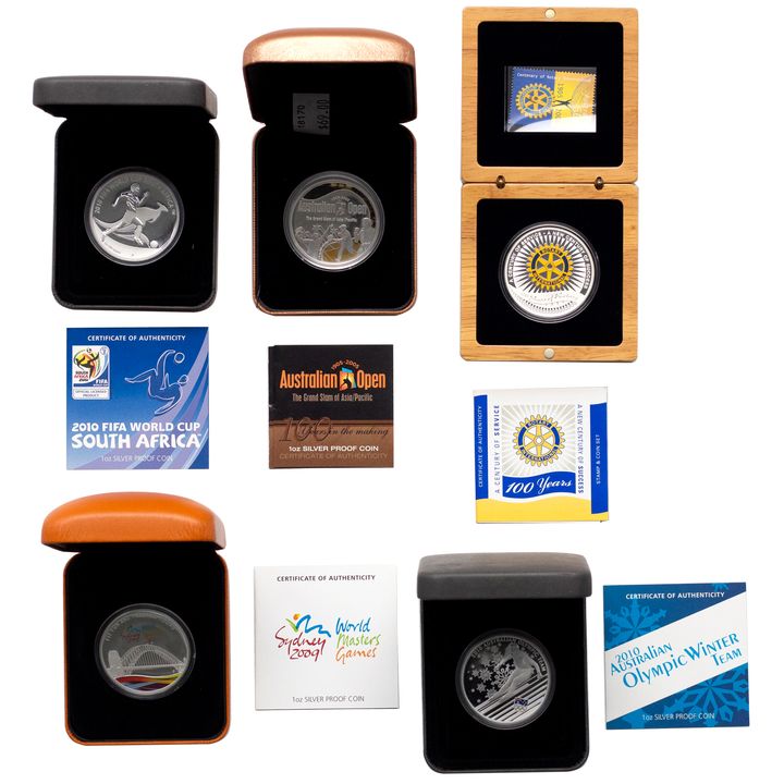 Elizabeth II, Perth Mint Silver Proof Issues, One Dollar, 2005 - 2010, FDC