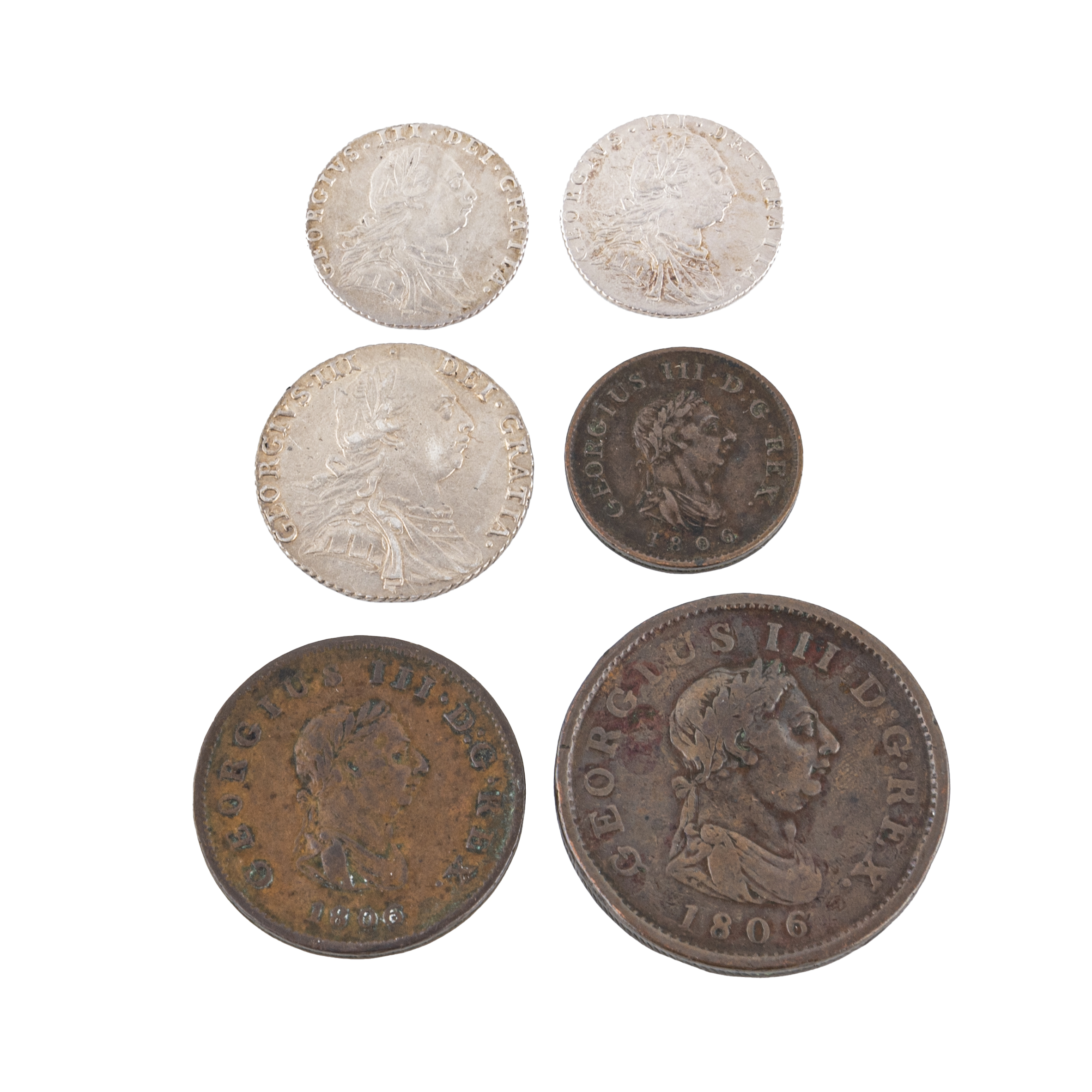 George III, Farthing - Shilling, 1787 - 1806, Fine - gFine
