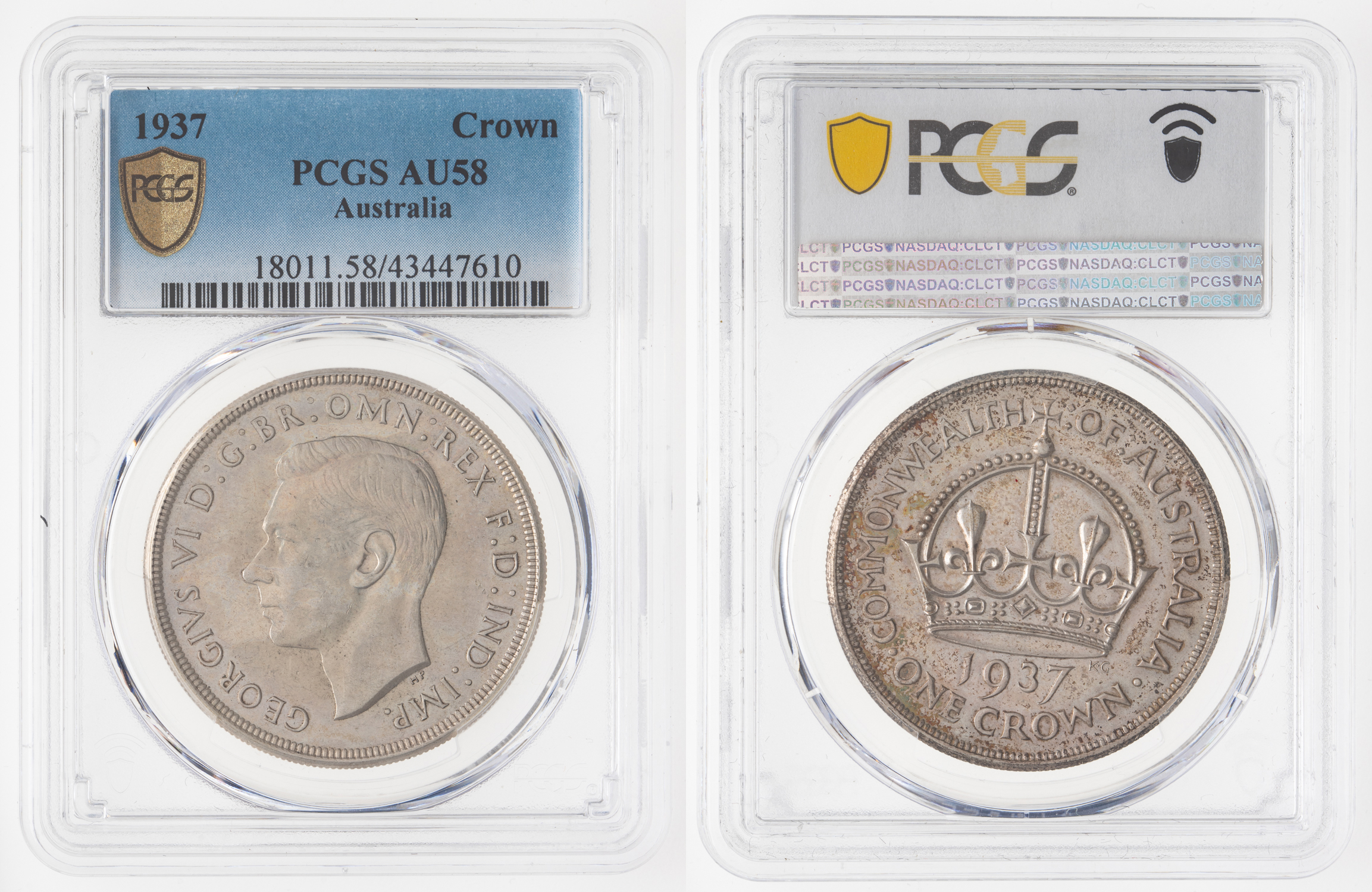 George VI, Crown, 1937, PCGS AU 58