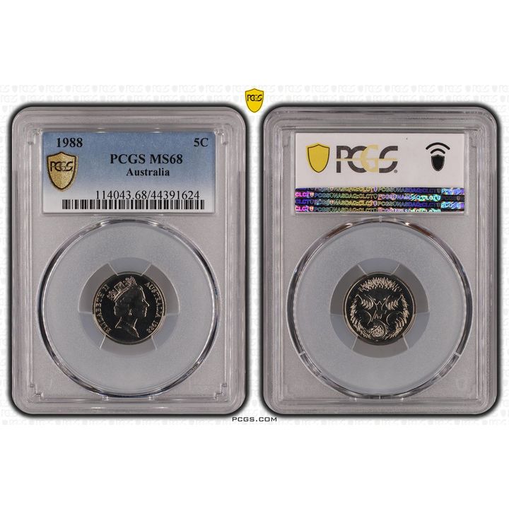 1988 Australia Five Cent, 5c PCGS - MS68 -624
