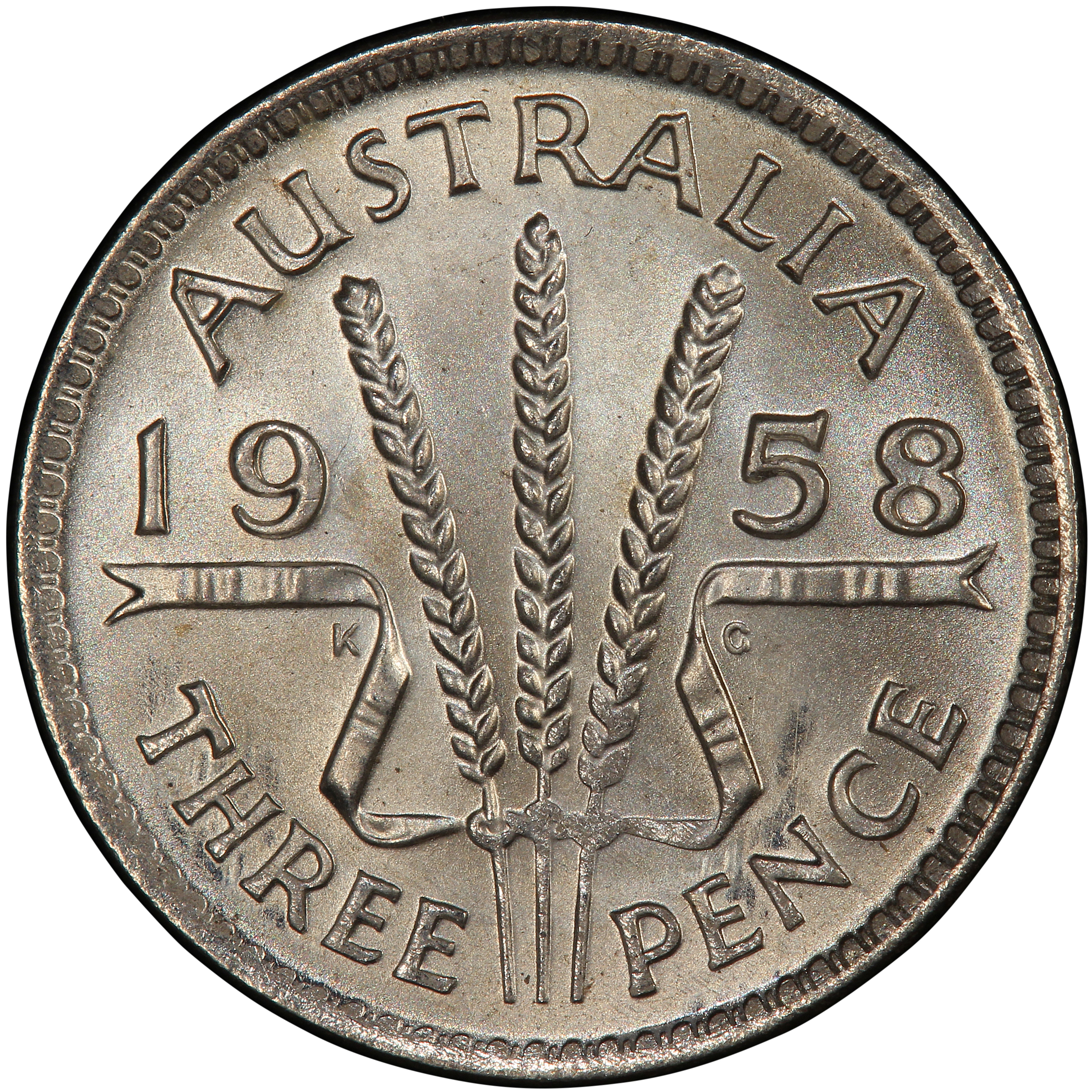 Elizabeth II, Threepence, 1958, MS 67