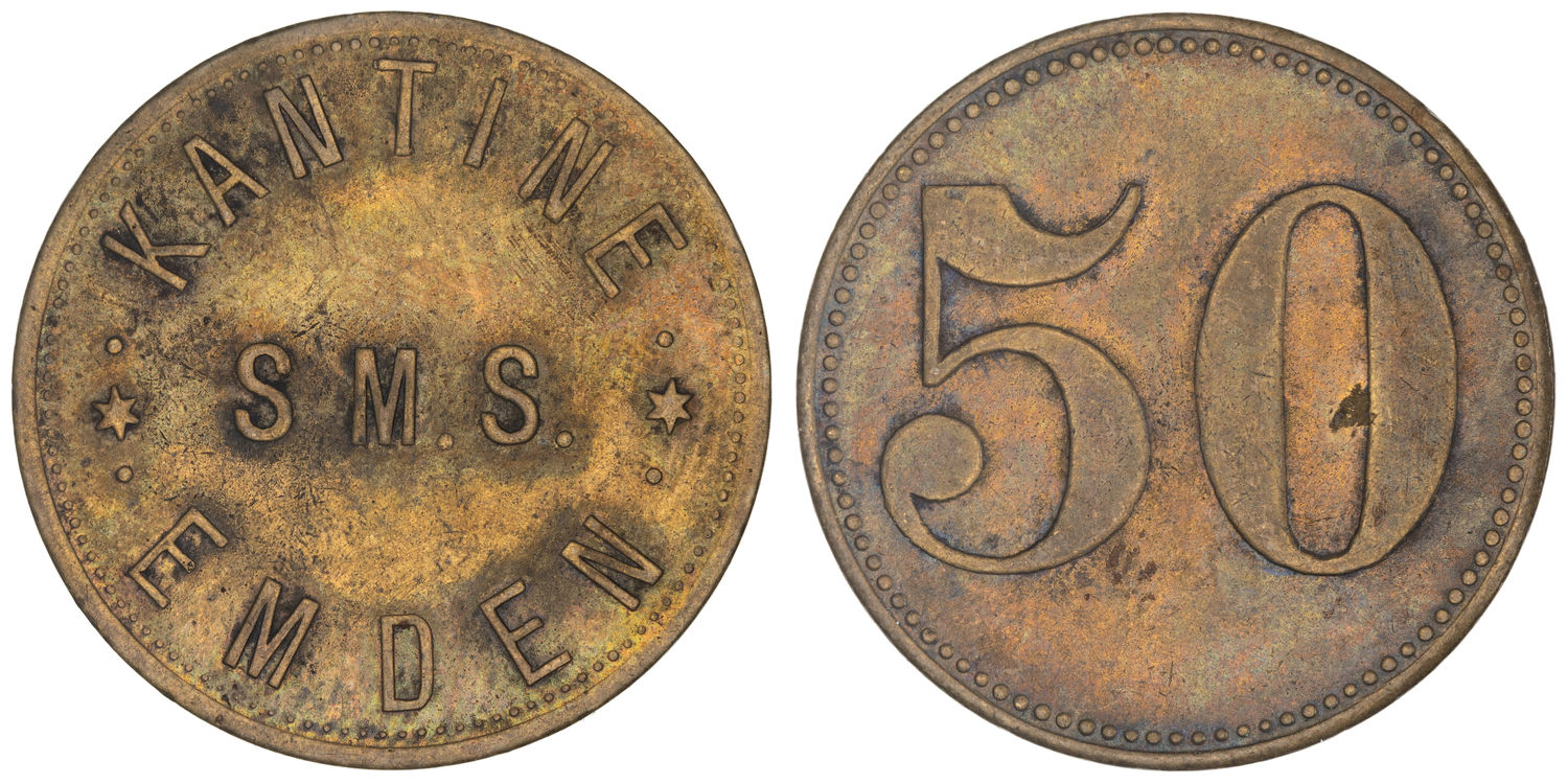 S.M.S. Emden, Fifty Pfennig, C-1914, aUNC