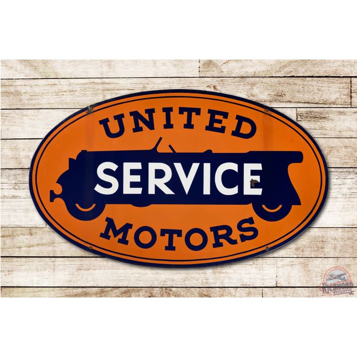4' United Motors Service Double Sided Porcelain Sign