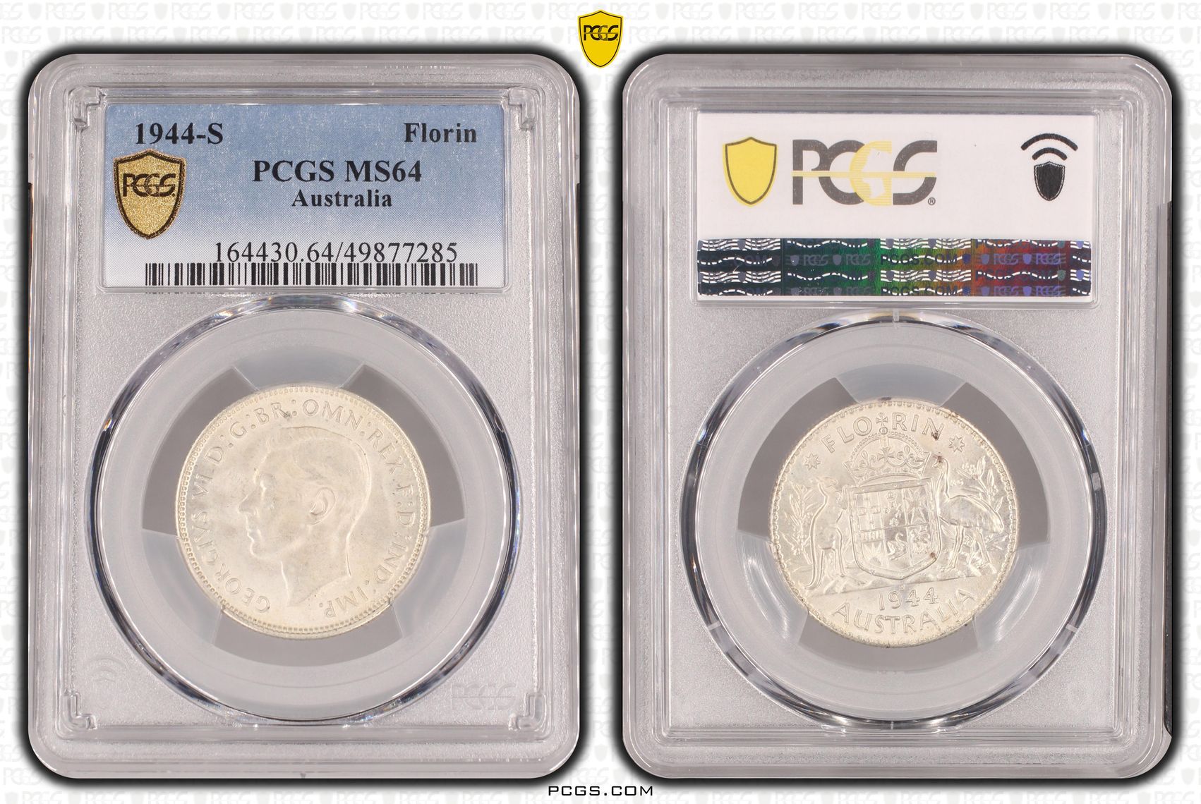 George VI, , Florin, 1944-S, PCGS MS64