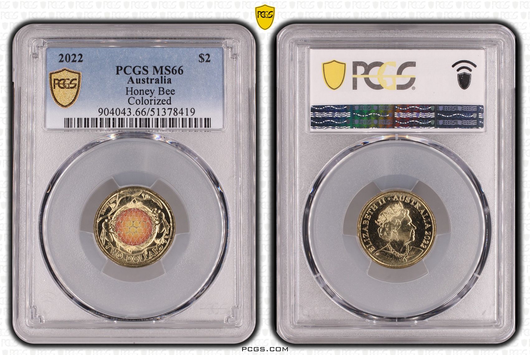 Honey Bee Colorized, Two Dollar, 2022, PCGS MS66