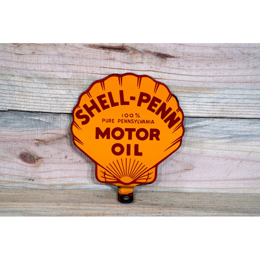 Rare Shell-Penn Motor Oil Double Sided Porcelain Diecut Lubster Paddle Sign TAC 9.25