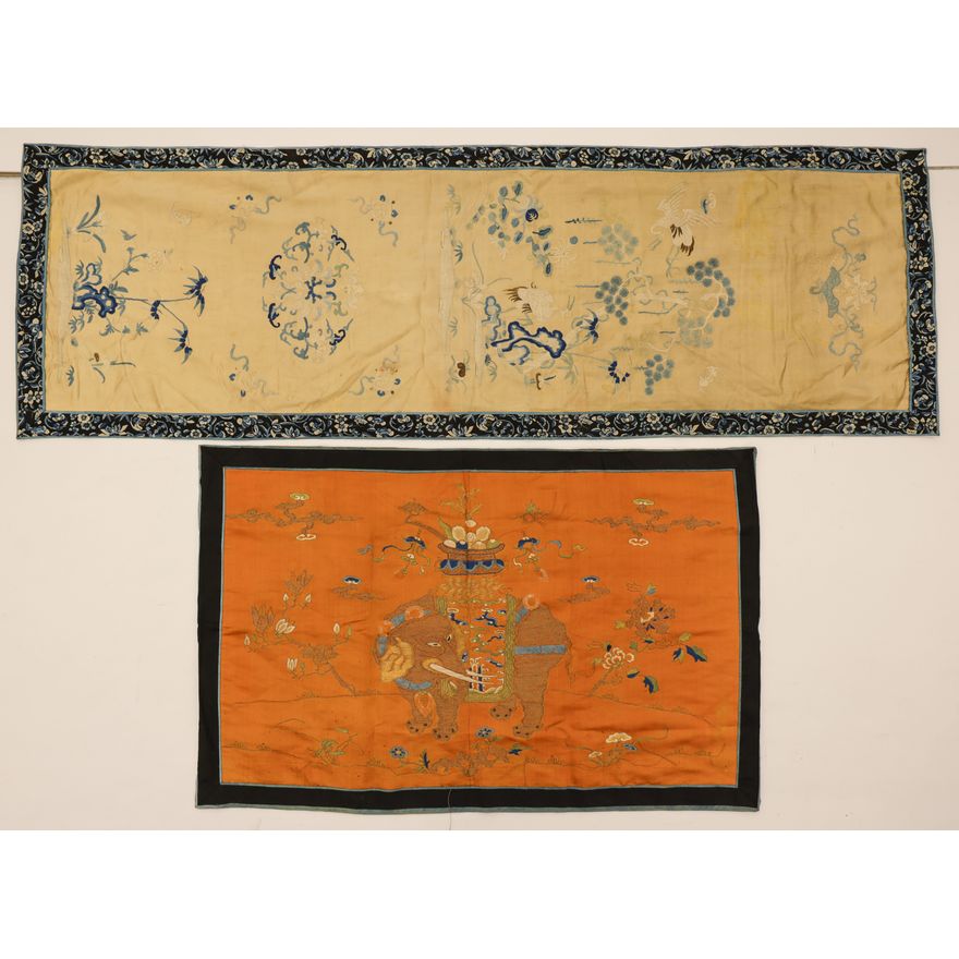 2pc Chinese Silk Embroidered Panels