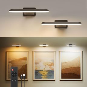 FULEN 2 PACK PICTURE LIGHTS FOR WALL, BATTERY OPERATED WALL SCONCE RECHARGEABLE, WIRELESS ART LIGHTS FOR PAINTINGS&FRAME, LED WALL