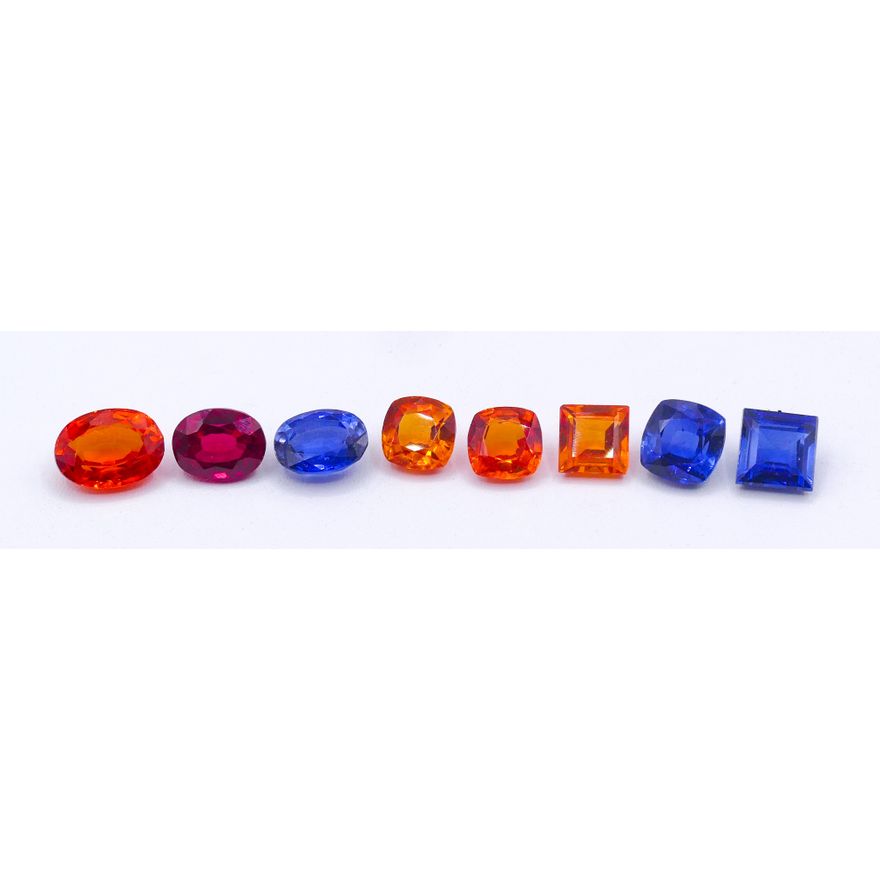 Box 8pc Sapphire & Ruby Loose Gemstones 3.65-6.95ct