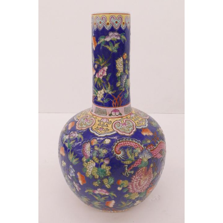 Chinese Famille Rose Dragon Bottle Vase- 14'' (base drilled)