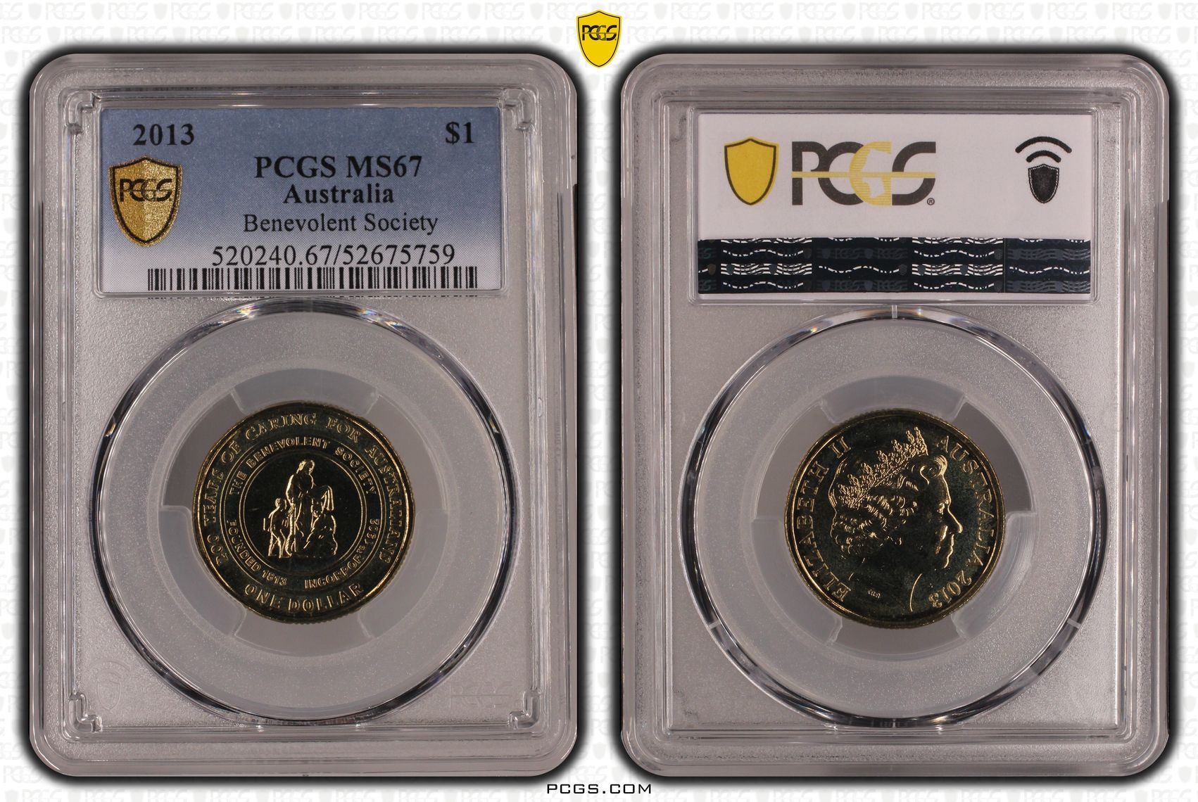 Benevolent Society, POP 5/0, One Dollar, 2013, PCGS MS67