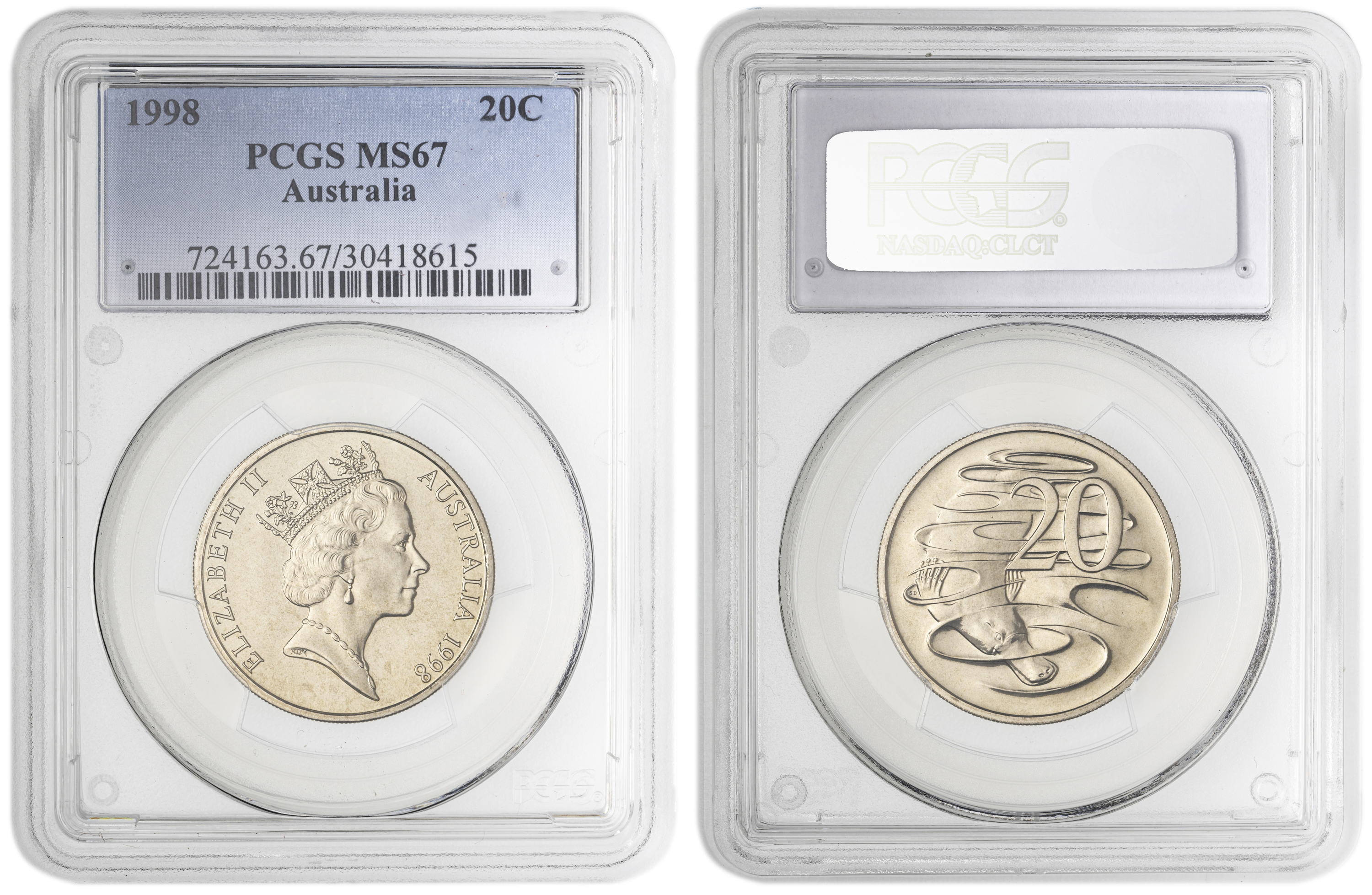 , Twenty Cent, 1998, PCGS MS67