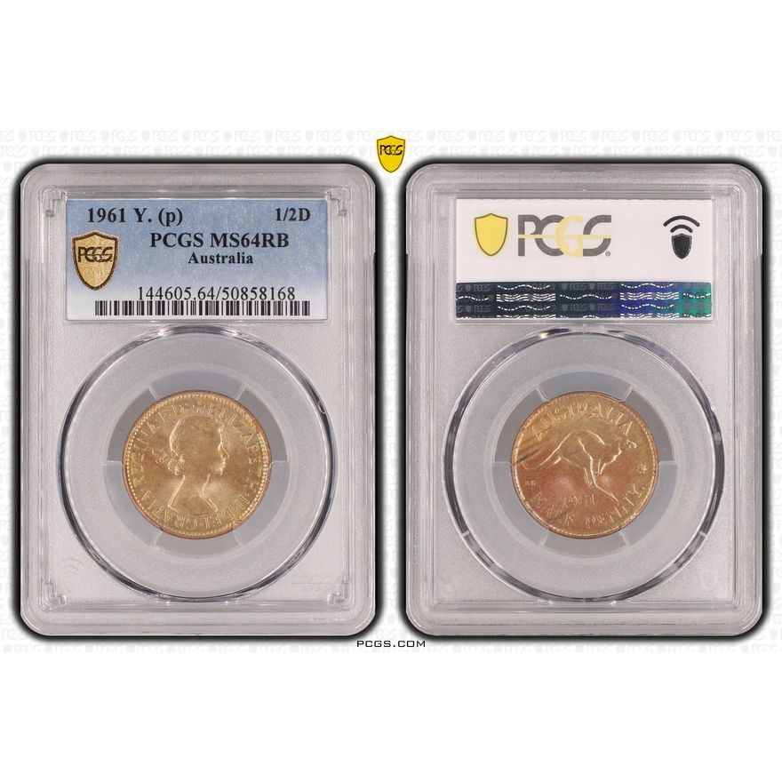 Half Penny, 1961 Y. (p), PCGS MS64RB