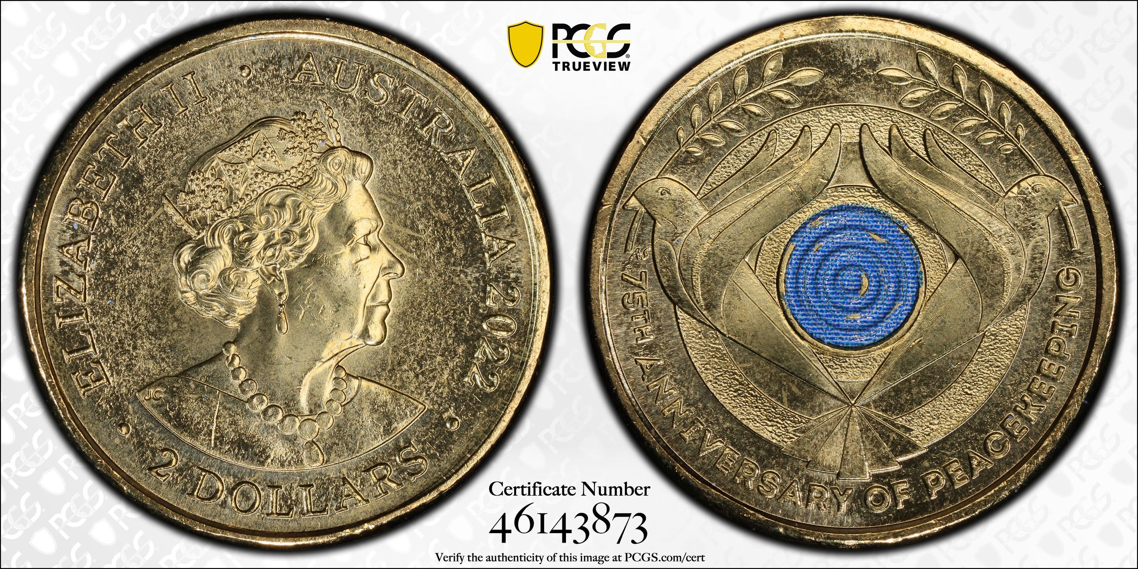 Peacekeeping - Colorized, Two Dollar, 2022, PCGS MS66
