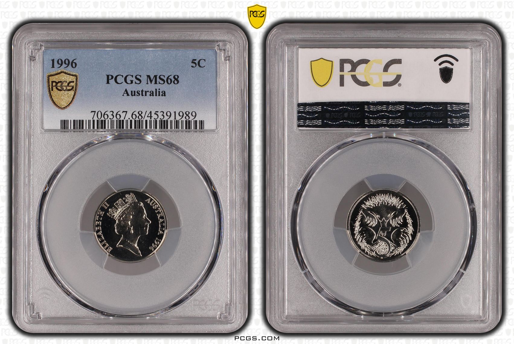 1996 Australia Five Cent, 5c PCGS - MS68 -989