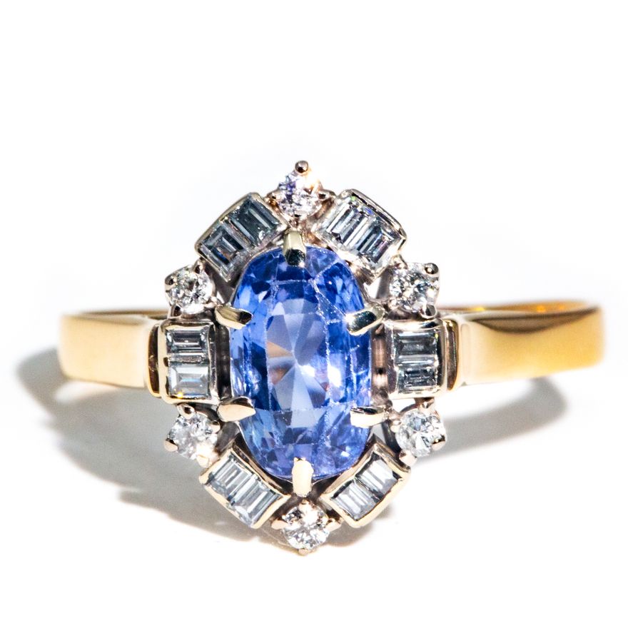 3.14 Carat Saphire and Diamond Ring